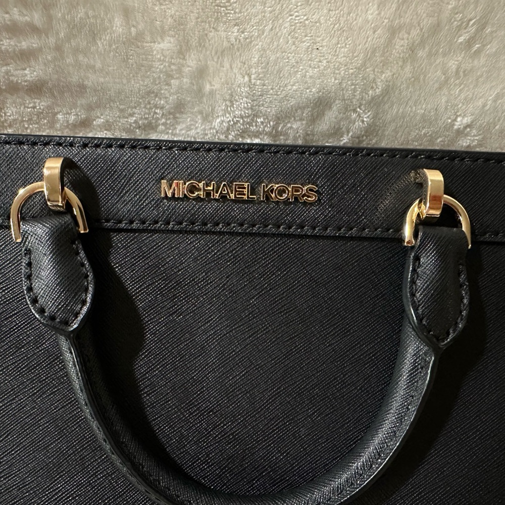 Michael Kors Black Saffiano Leather Satchel with Gold Hardware - Picture 6 of 10